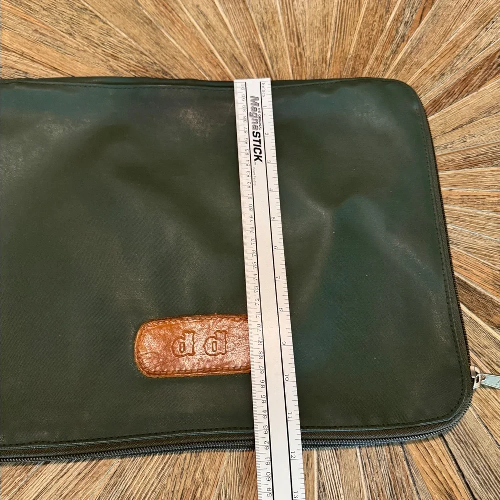 Jon Hart evergreen laptop bag large pine green zipper canvas leather PP initial